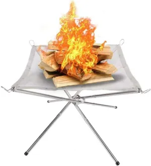 42x42x32cm Portable Fire Pit Outdoor Camping Small Size Collapsing Steel Mesh Fireplace Foldable Camping Backyard Beach Wood Burning Barbecue