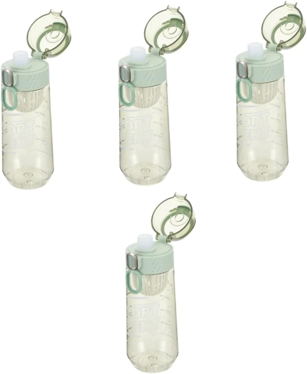 4pcs Running Water Bottle Collapsible Bottle Large Capacity for Men Women Handle Rope