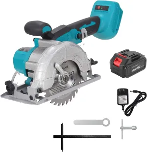 5 Inch Brushless Cordless Circular Saw with 4000mAh Battery,6500 RPM Compact Circular Saw,20mm Arbor with 1 TCT 30T Wood Blade and Scale Ruler