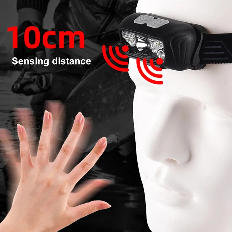 5 Modes Motion Sensor XPE COB LED Headlamp USB Rechargeable Flashlight Waterproof Camping Head Lamp Running Fishing Headlight