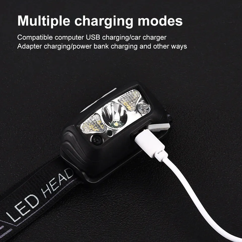 5 Modes Motion Sensor XPE COB LED Headlamp USB Rechargeable Flashlight Waterproof Camping Head Lamp Running Fishing Headlight