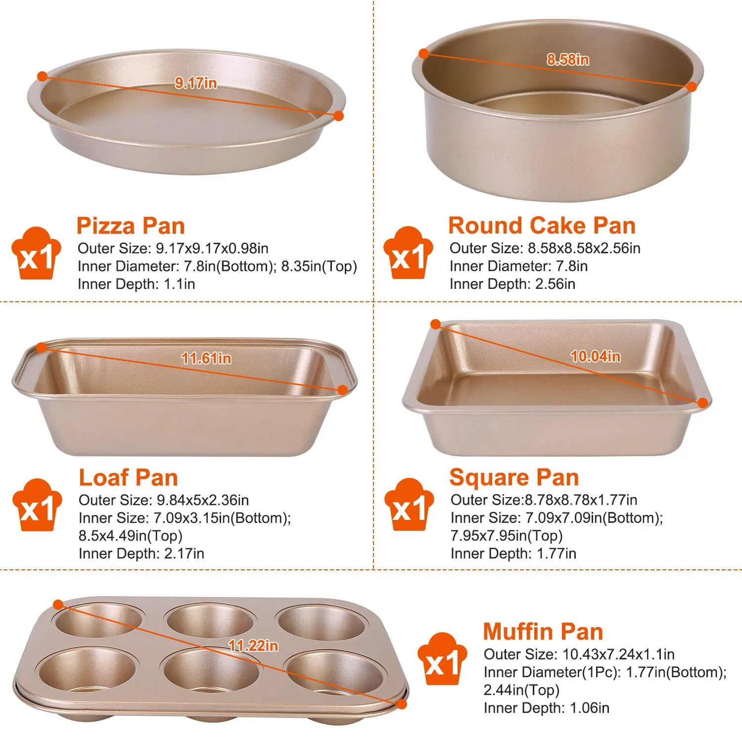 5-Piece: Nonstick Bakeware Set