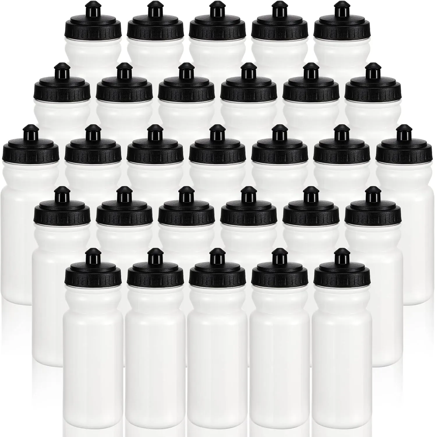 50 Pieces Sports Water Bottles 20 oz Water Bottles Squeeze in Bulk Reusable Plastic Water Bottles BPA Free Blank Water Bottles for Major Sporting Events Adults