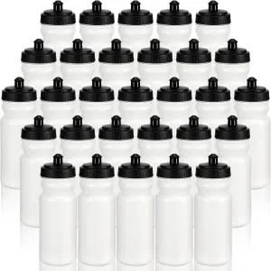 50 Pieces Sports Water Bottles 20 oz Water Bottles Squeeze in Bulk Reusable Plastic Water Bottles BPA Free Blank Water Bottles for Major Sporting Events Adults