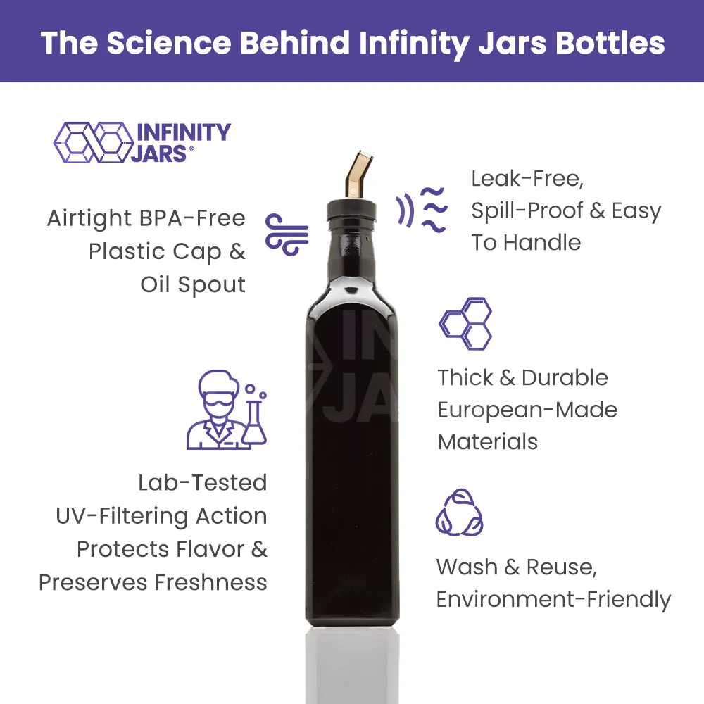 500 ml Square Glass Bottle with Oil Spout