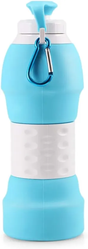 500ML Portable Silicone Water Bottle Retractable Folding Coffee Bottle Outdoor Travel Drinking Collapsible Sport Drink Kettle (Color : Blue 3)