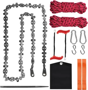 53 Inch Hand Rope Chain Saw High Reach Tree Limb Chain Saw with 68 Teeth Sharp Manual Pocket Rope Chainsaw Tree Cutting Tool for Gardening Camping Survival Gear