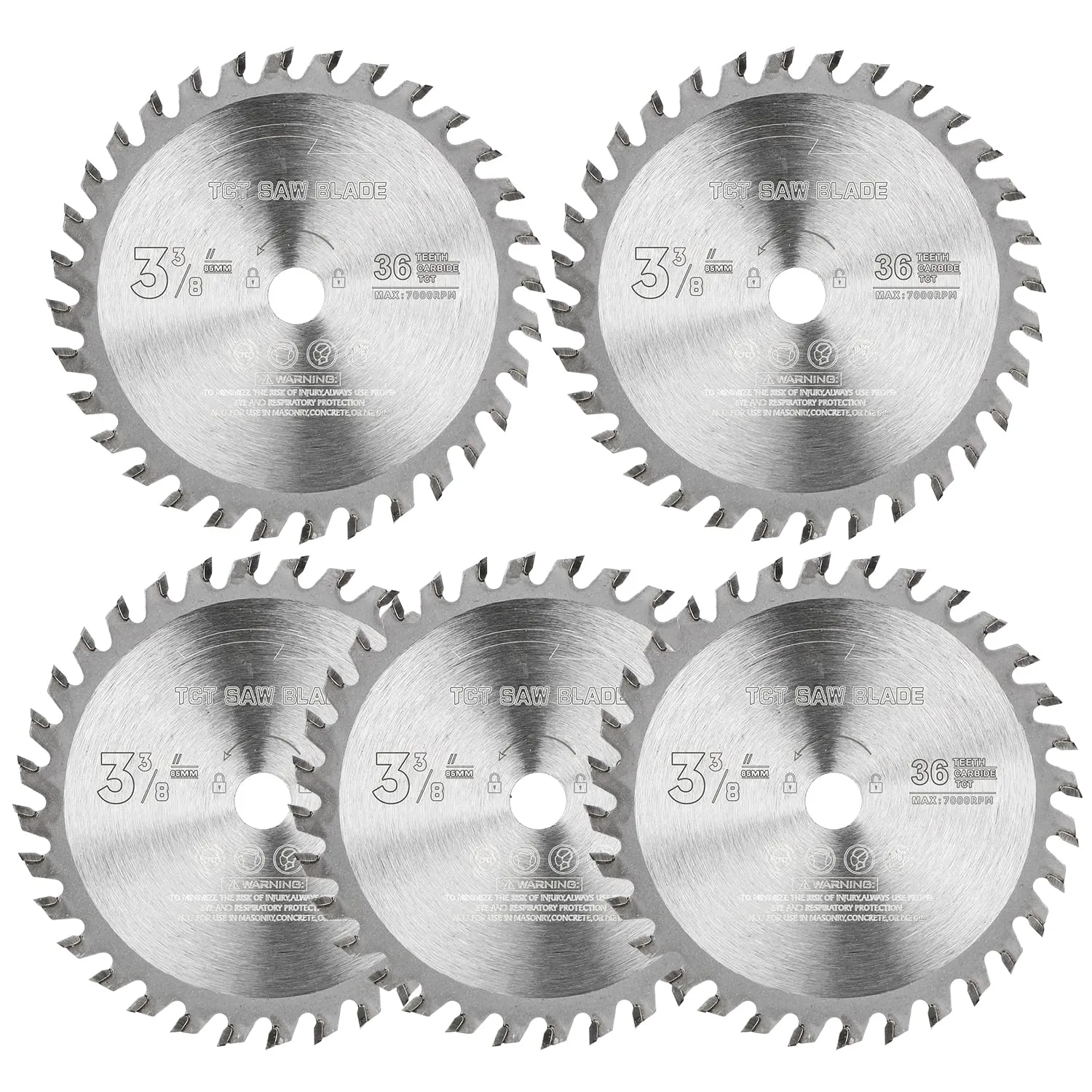 5Pcs TCT Circular Saw Blade 3-3/8'' Carbide Tipped for Wood Plastic Cutting with 10mm Arbor Compact Circular Saw Blade Set