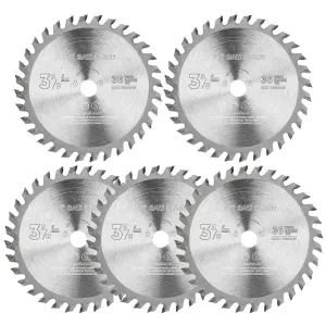 5Pcs TCT Circular Saw Blade 3-3/8'' Carbide Tipped for Wood Plastic Cutting with 10mm Arbor Compact Circular Saw Blade Set