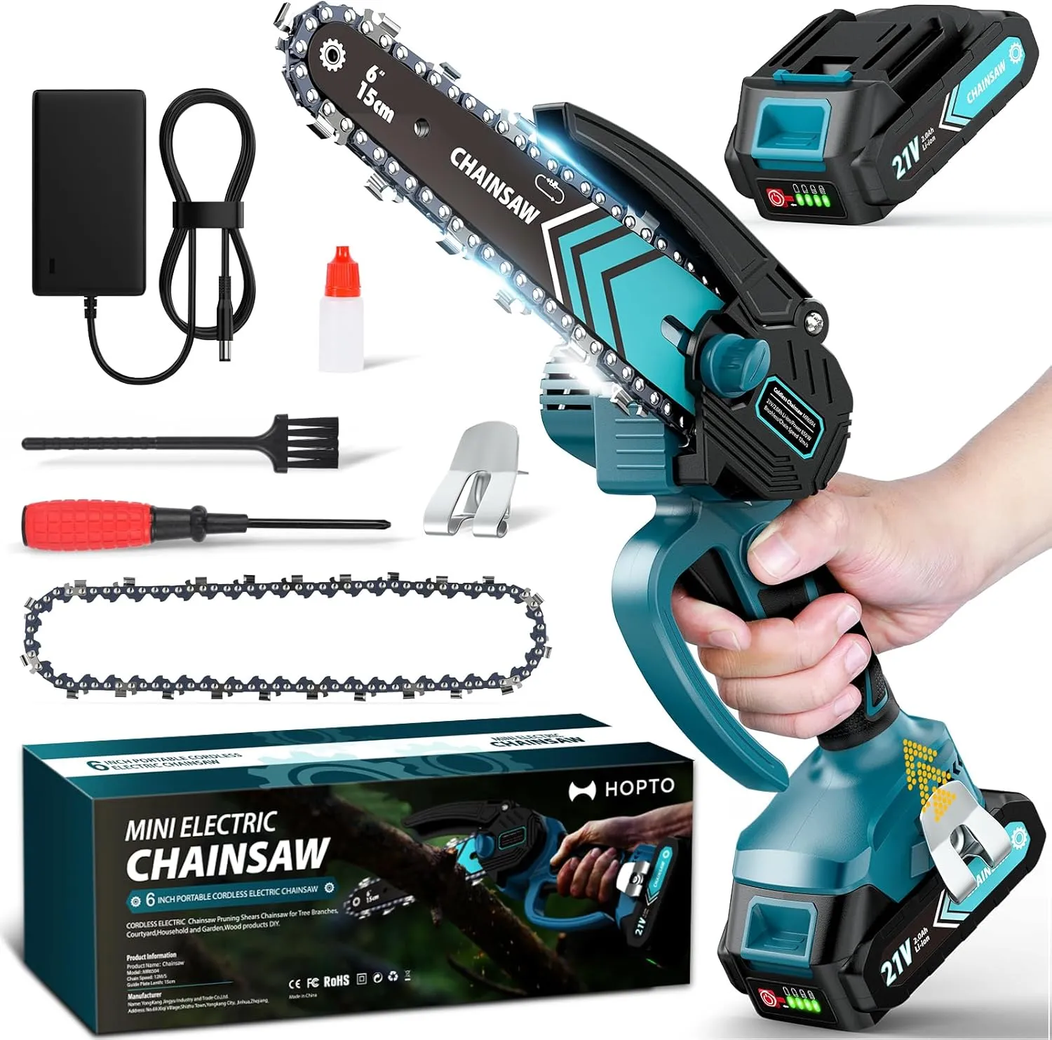 6 Inch Mini Chainsaw Cordless, Portable Electric Chain Saw, for Wood Cutting, Tree Trimming, Courtyard, Household, and Garden, Father's Day Gift for Men Dad Husband