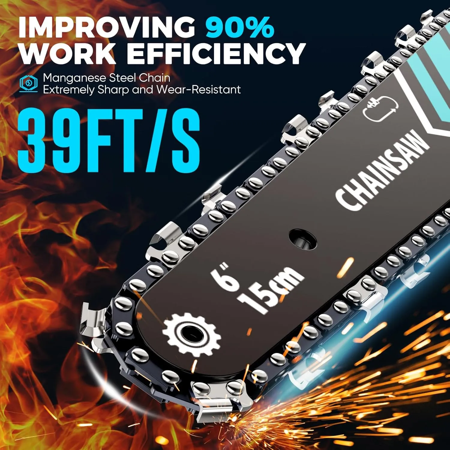 6 Inch Mini Chainsaw Cordless, Portable Electric Chain Saw, for Wood Cutting, Tree Trimming, Courtyard, Household, and Garden, Father's Day Gift for Men Dad Husband