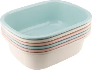 6 Pack 13L 12 Quart Dish Pan, 14.5 x 11.8 x 4.7 Inch Plastic Wash Tub Basin, Stackable Commercial Bus Box for Washing Dishes