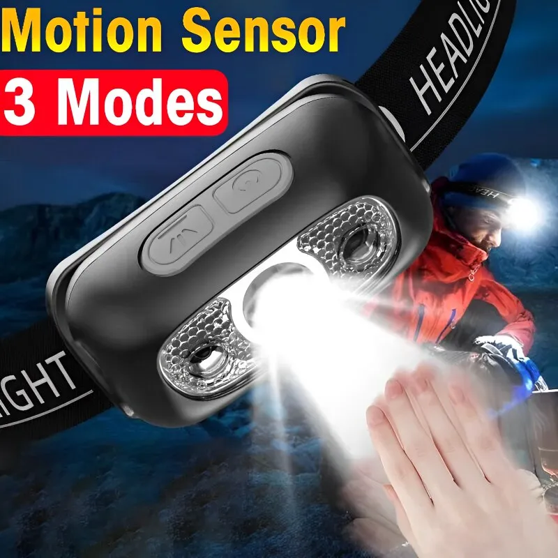 60000Lumen Mini Sensor LED Headlight USB charging Long Endurance Headlight