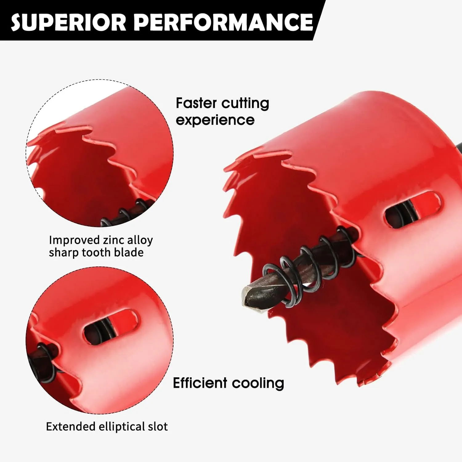 6PCS Hole Saw Kit for Tungsten Hole Cutters in Metal, Aluminium, Wood and Plastic for a Wide Range of Drilling Needs in Different Materials and Hole Diameters.
