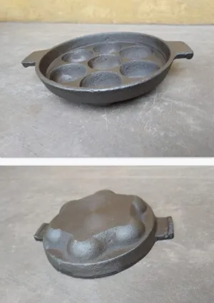 7 Pit Cast Iron Paniyaram Pan with Long Handle-SHC1015