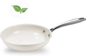 8" Ceramic Nonstick Frying Pan, Small Skillet, Cooking Pan Non Toxic with Stay Cool Handle for Induction, PTFE & PFAS & PFOA Free, Dishwasher/Oven Safe, White