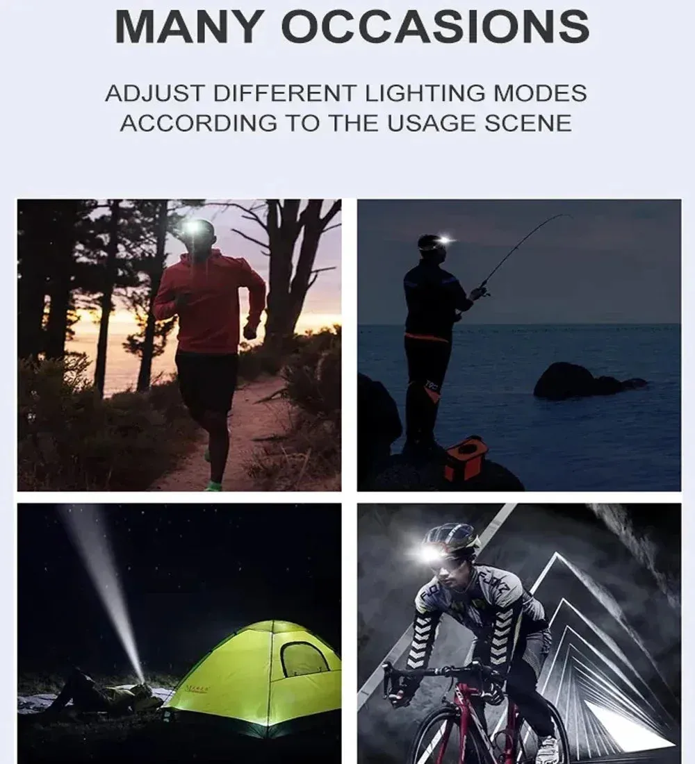 9 Led Strong Light Headlamp USB Rechageable Motion Sensor Headlight Portable Fishing Camping Outdoor Head Lamp 1200mah