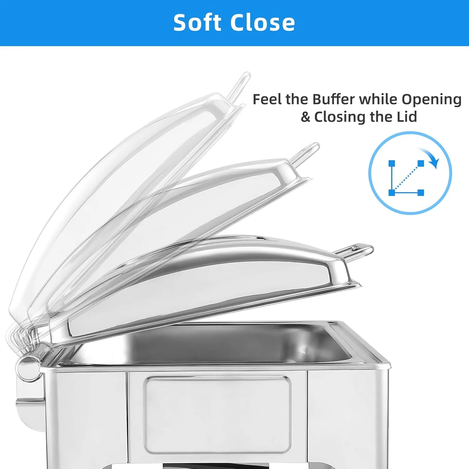 9.5 Qt Chafing Dishes Food Warmers for Parties, Stainless Steel Chafing Dish with Glass Window Lid, Chafers and Buffet Sets Warming Trays for Catering, Parties, Hotels and Weddings