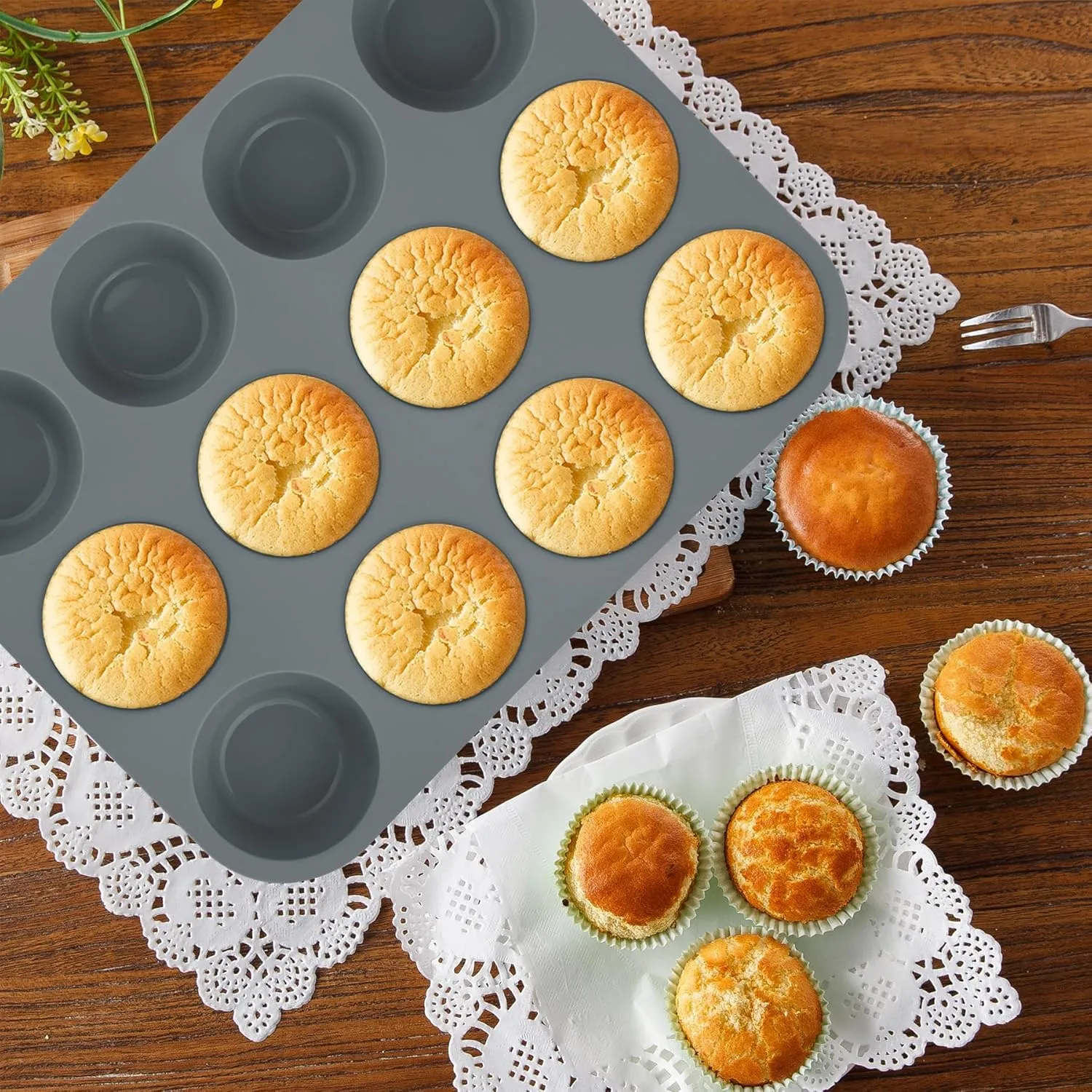 9in1 Nonstick Silicone Baking Bundt Cake Pan Cookie Sheet Molds Tray Heat Resistant Bakeware Tools Kit for Muffin Loaf Bread Pizza CupcakeUtensil