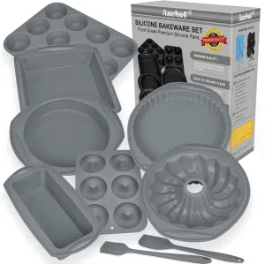 9in1 Nonstick Silicone Baking Bundt Cake Pan Cookie Sheet Molds Tray Heat Resistant Bakeware Tools Kit for Muffin Loaf Bread Pizza CupcakeUtensil