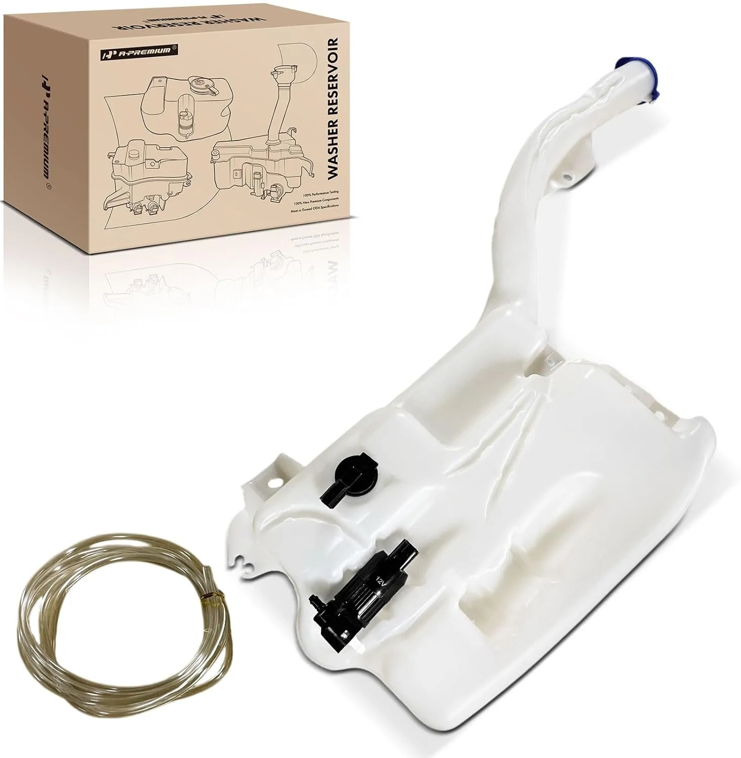 A-Premium Windshield Washer Reservoir Tank Assembly Compatible with Lincoln MKX 2016-2018, Nautilus 2019-2023 & Ford Edge 2015-2023 - with Washer Pump & Cap & Fluid Level Sensor