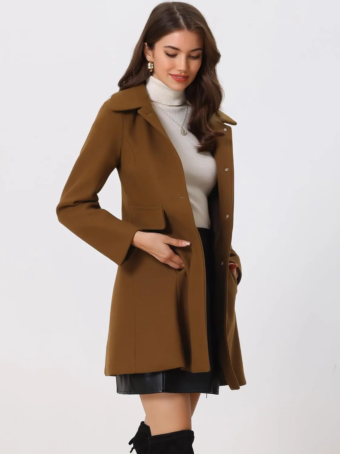 Allegra K Women's 2024 Coat Winter Vintage Single Breasted Long Peter Pan Collar Overcoat