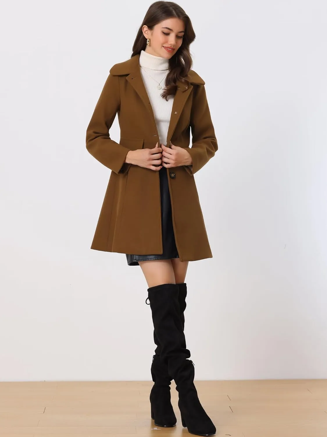 Allegra K Women's 2024 Coat Winter Vintage Single Breasted Long Peter Pan Collar Overcoat