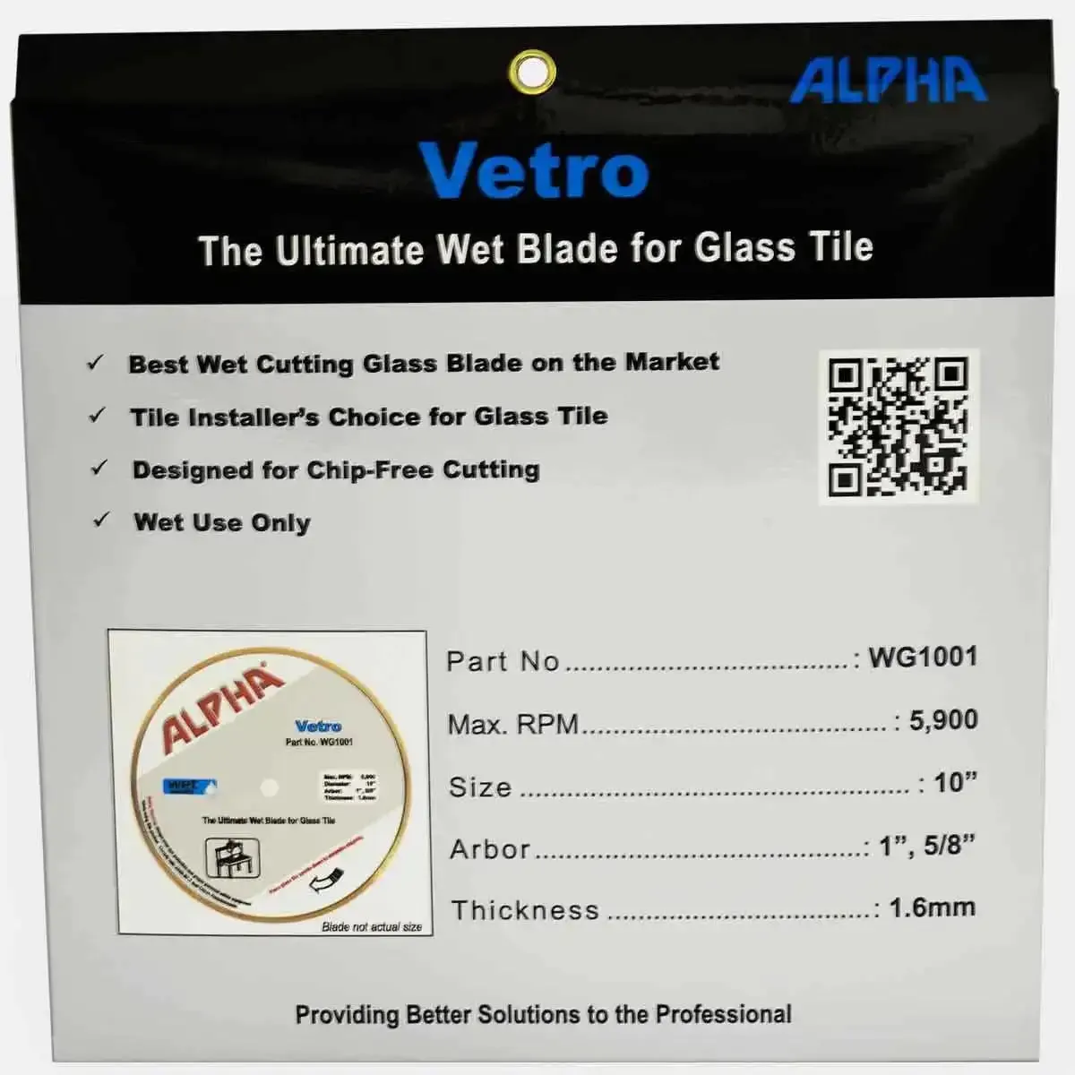 Alpha 10" Vetro Glass Diamond Blade for Portable Rail Saw