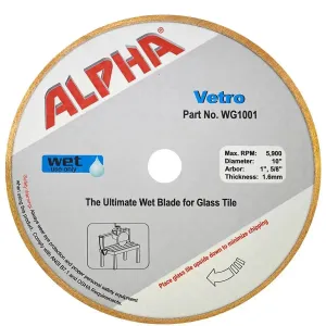 Alpha 10" Vetro Glass Diamond Blade for Portable Rail Saw