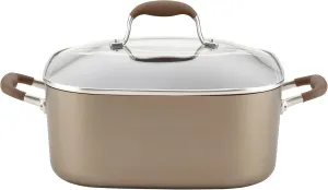Anolon Advanced Hard Anodized Nonstick Casserole Dish/Casserole Pan with Lid - 7 Quart, Bronze Brown