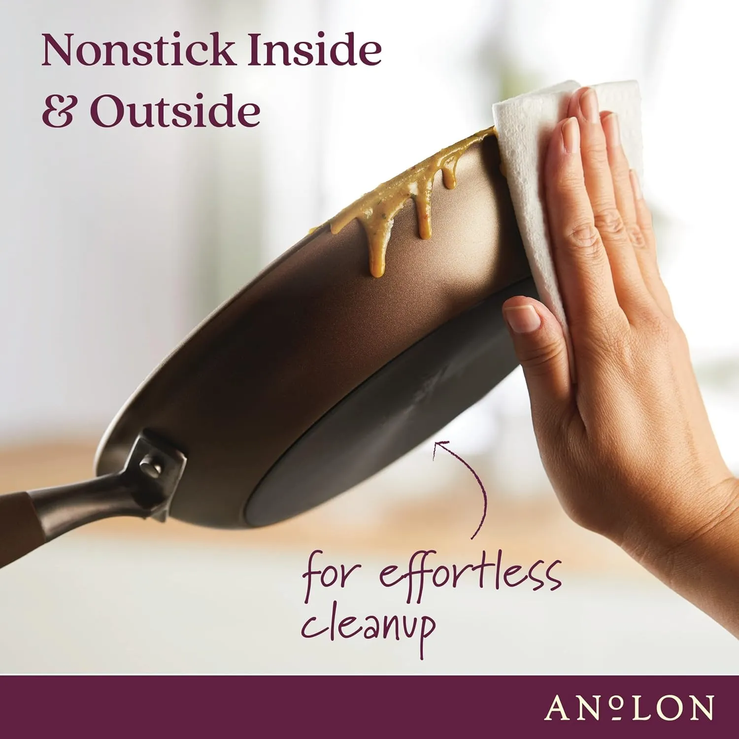 Anolon Advanced Hard Anodized Nonstick Casserole Dish/Casserole Pan with Lid - 7 Quart, Bronze Brown