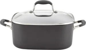 Anolon Advanced Hard Anodized Nonstick Casserole Dish/Casserole Pan with Lid - 7 Quart, Graphite Gray