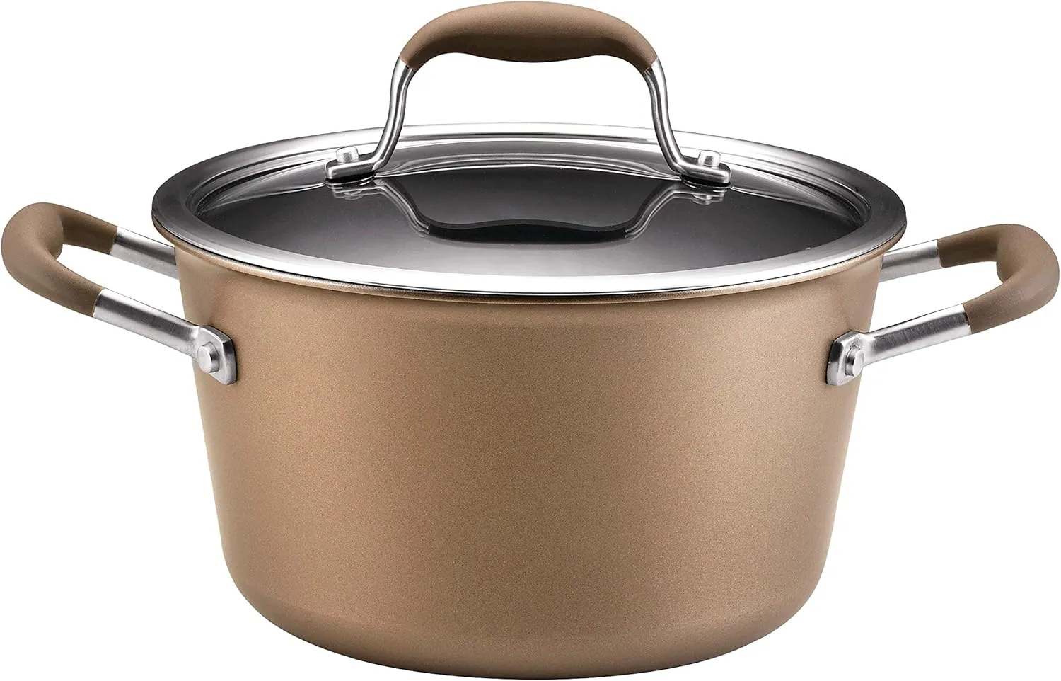 Anolon Advanced Hard Anodized Nonstick Sauce Pan/Saucepan with Lid, 4.5 Quart, Brown