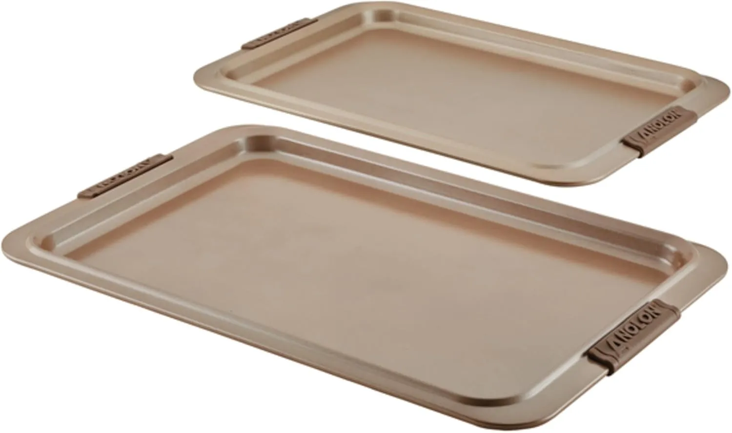 Anolon Advanced Nonstick Bakeware Cookie Pan Set/Baking Sheets with Silicone Grips, 2 Piece, Bronze