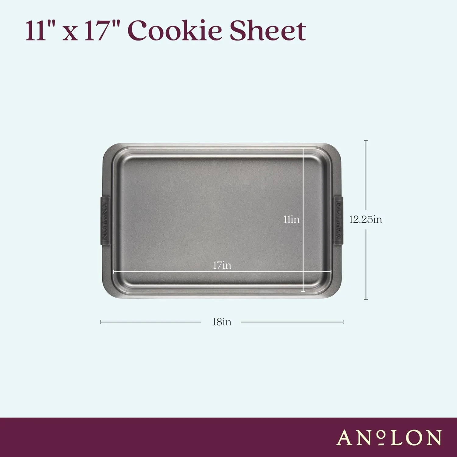 Anolon Advanced Nonstick Bakeware with Grips, Nonstick Cookie Sheet / Baking Sheet - 11 Inch x 17 Inch, Gray