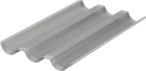 Anolon Advanced Nonstick Perforated Baguette Pan / Tray for Baking Bread - 3-Loaf, Graphite Gray