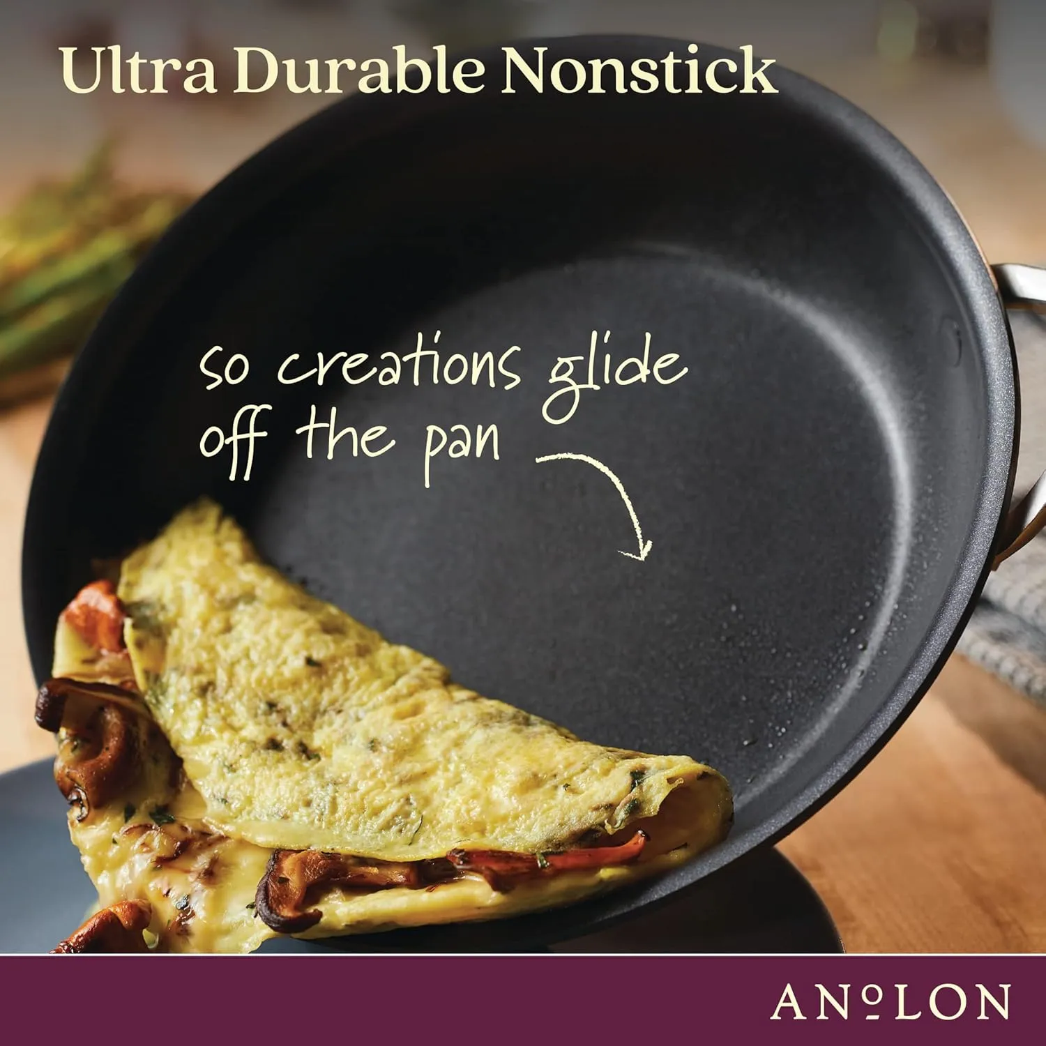 Anolon Nouvelle Copper Hard Anodized Nonstick Sauce Pan/Saucepan/Saucier, 2.5 Quart, Brown, Sable