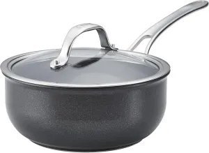 Anolon X SearTech Aluminum Nonstick Cookware Saucier with Lid, 2.5 Quart, Super Dark Gray