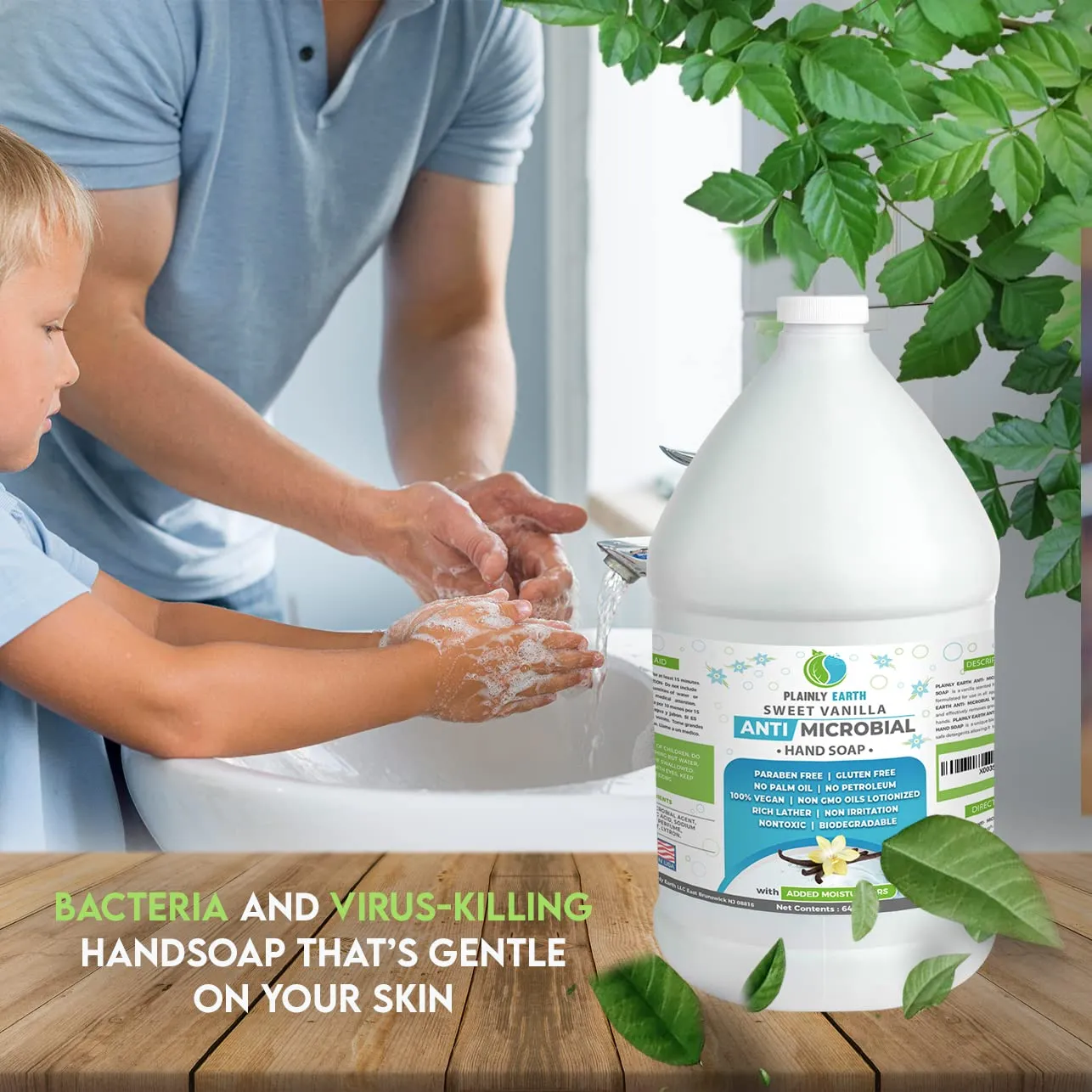 Antimicrobial Liquid Hand Soap (64 Oz) - Antibacterial Soap Refill - Hand Soap Refill Bottle - Cruelty Free Moisturizing Soap, Sweet Vanilla