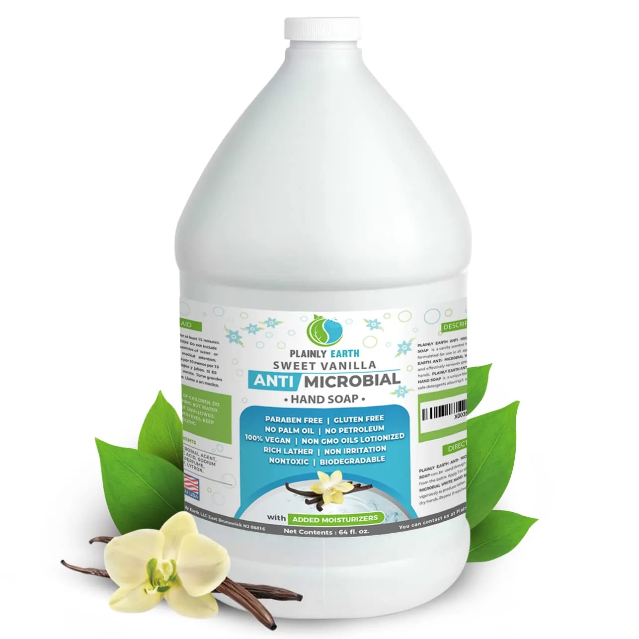 Antimicrobial Liquid Hand Soap (64 Oz) - Antibacterial Soap Refill - Hand Soap Refill Bottle - Cruelty Free Moisturizing Soap, Sweet Vanilla