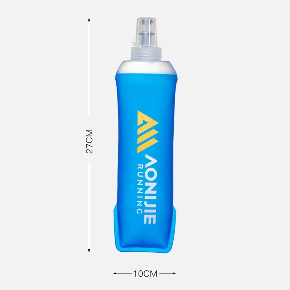AONIJIE 2 PCS TPU Collapsible Soft Water Bottle 500mL Squeeze Sports Soft Flask for Running, Hiking, Cycling, Climbing (500ML,blue)