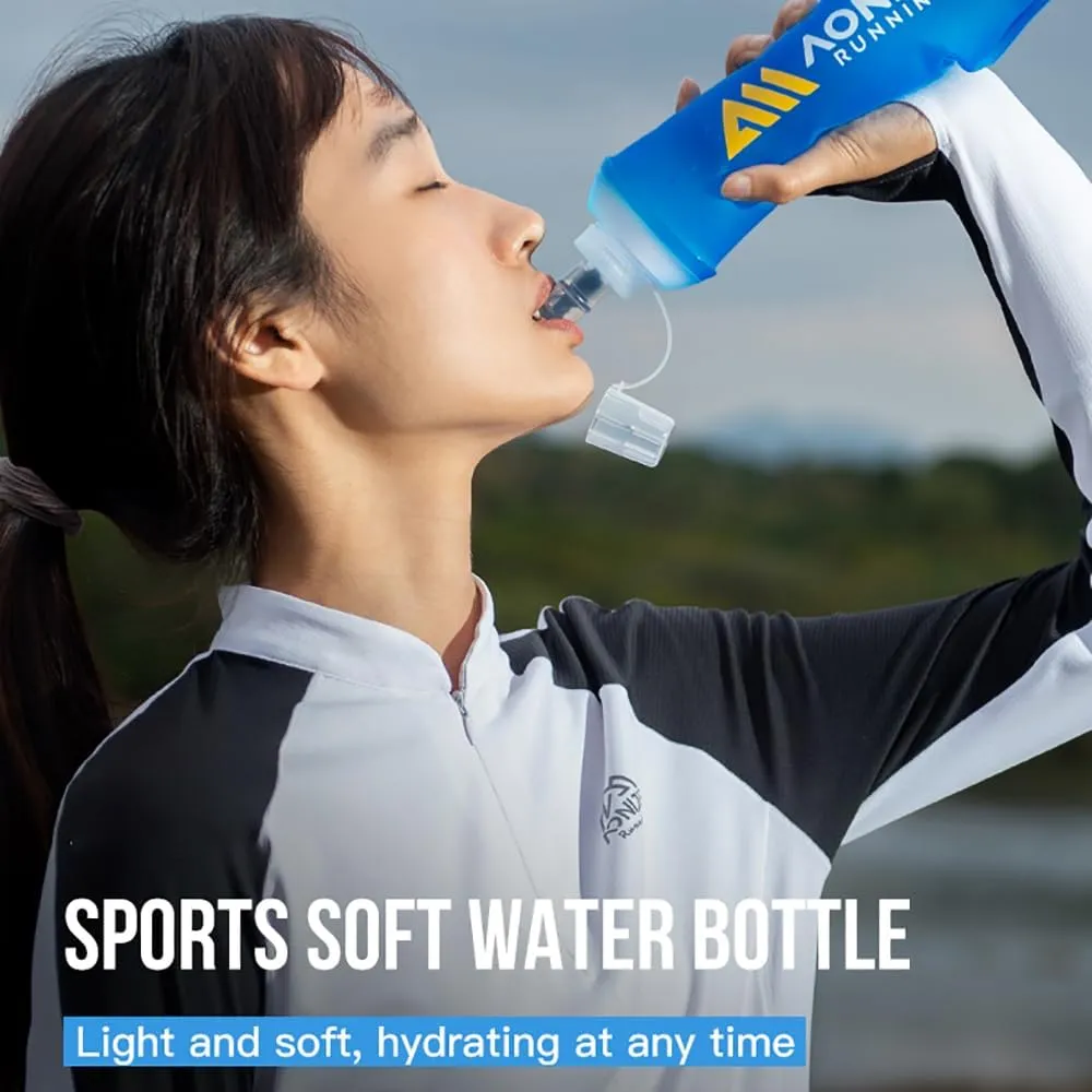 AONIJIE Soft Flask 250mL/500mL TPU Collapsible Water Bottles for Outdoor Sports Hydration Ideal for Running Hiking Cycling Climbing (B#500ML Soft Flask)