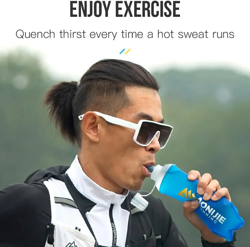 AONIJIE Soft Flask 250mL/500mL TPU Collapsible Water Bottles for Outdoor Sports Hydration Ideal for Running Hiking Cycling Climbing (B#500ML Soft Flask)
