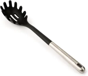 ARCOS Professional Pasta Spoon. Stainless Steel Handle and Body. Heat Resistant up to 240°C. Dishwasher Safe. Black Color. Kitchen Accessories