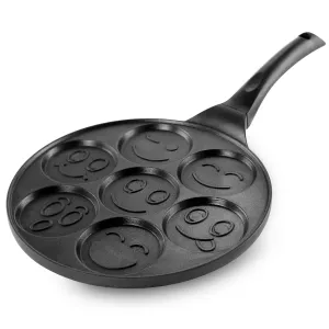 Assorted Smiley Face 10.5 Inch Round Nonstick Pancake Pan with Stay-Cool Handle