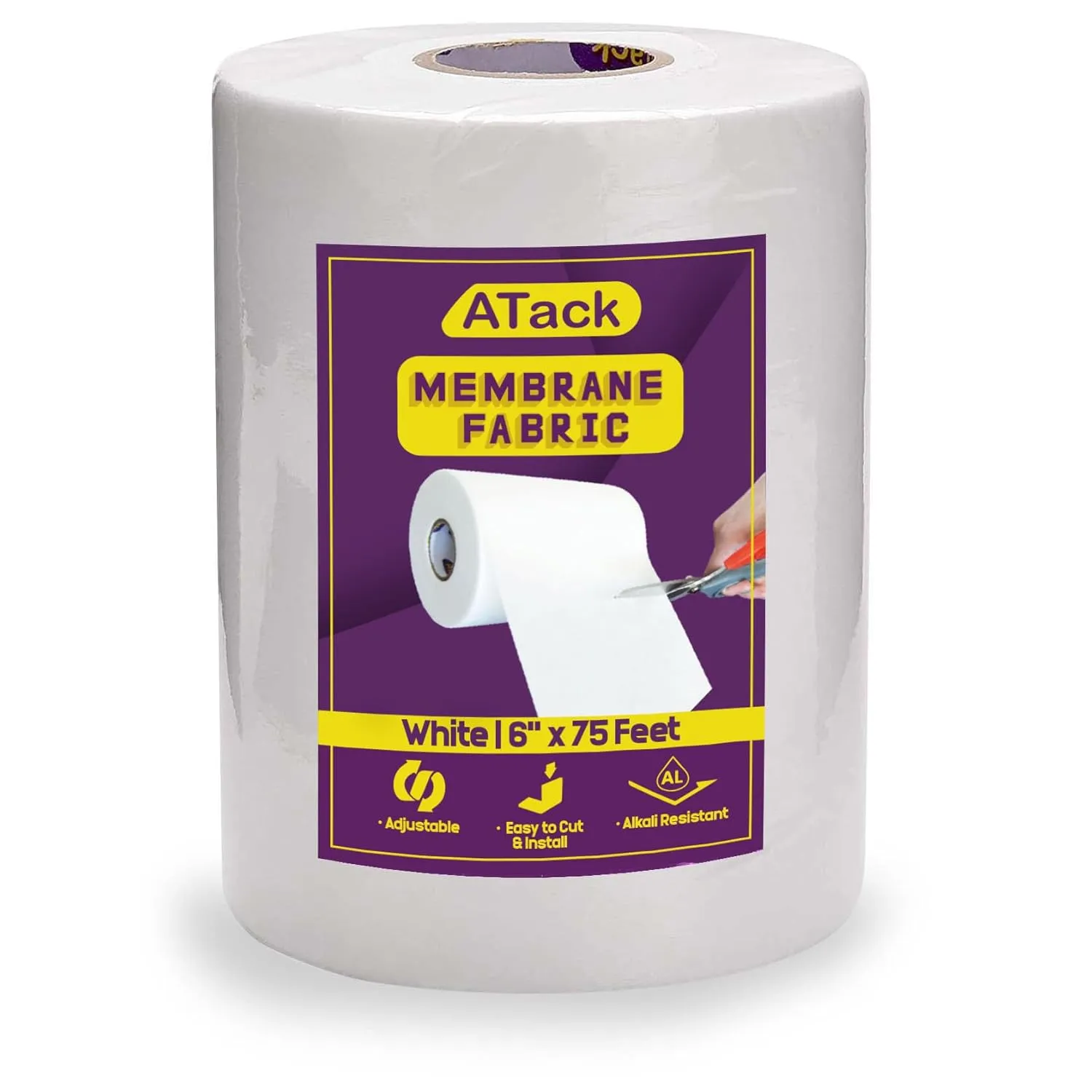 ATack Fiberglass Waterproofing Anti-Fracture Membrane Fabric Sheet, 6 Inches x 75 Feet, Water Barrier Mesh Tape for Shower Walls and Tiles