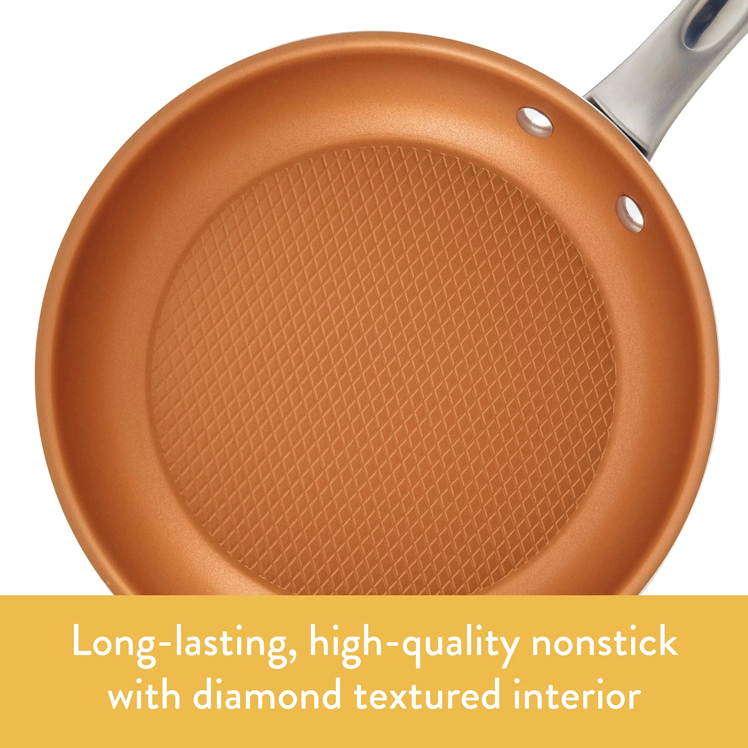 Ayesha Curry Home Collection Nonstick Frying Pan Set / Fry Pan Set / Skillet Set - 9.25 Inch and 11.5 Inch, Brown