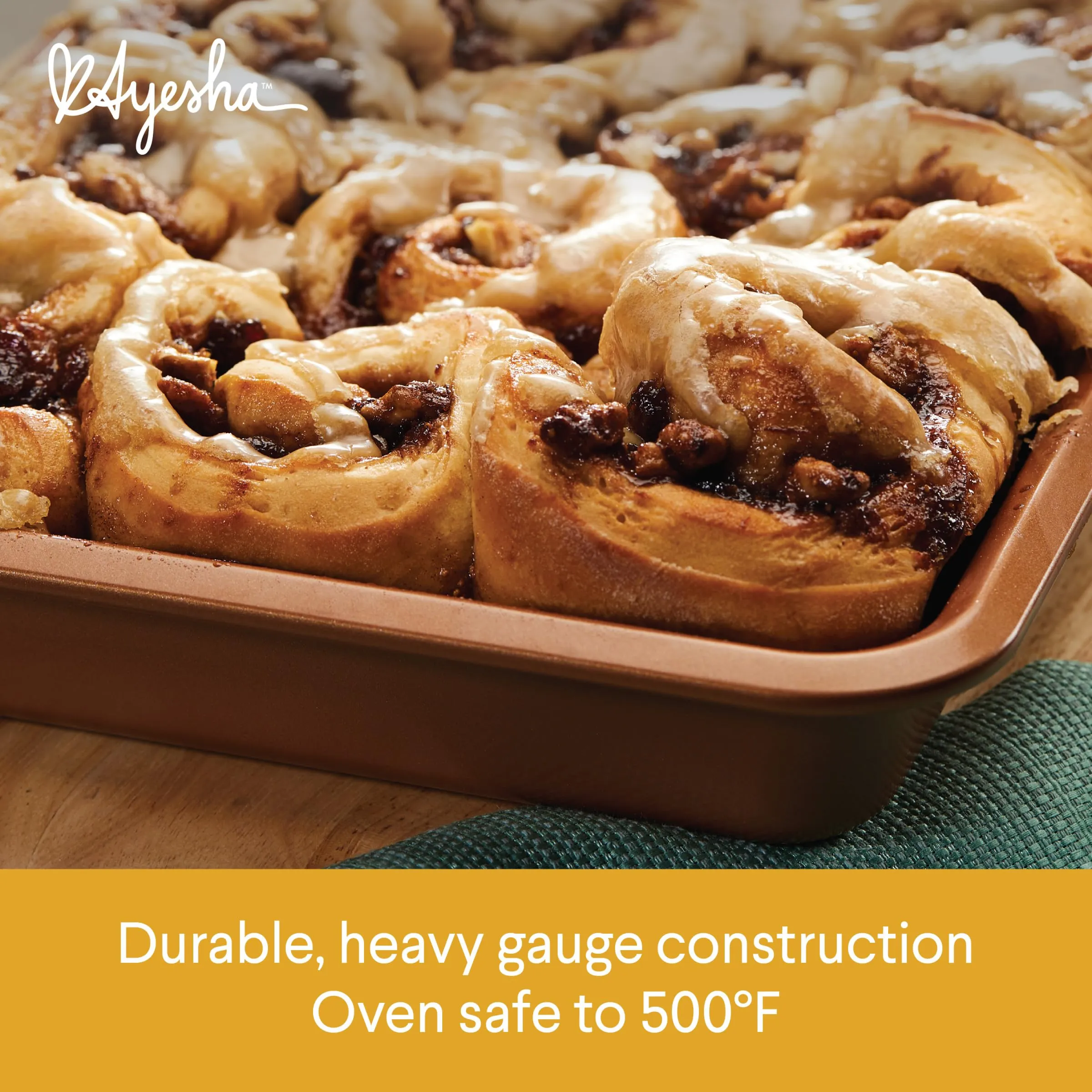 Ayesha Curry Kitchenware Bakeware Nonstick Baking Cookie, Loaf, Cake Pan Set, 7-Piece, Copper