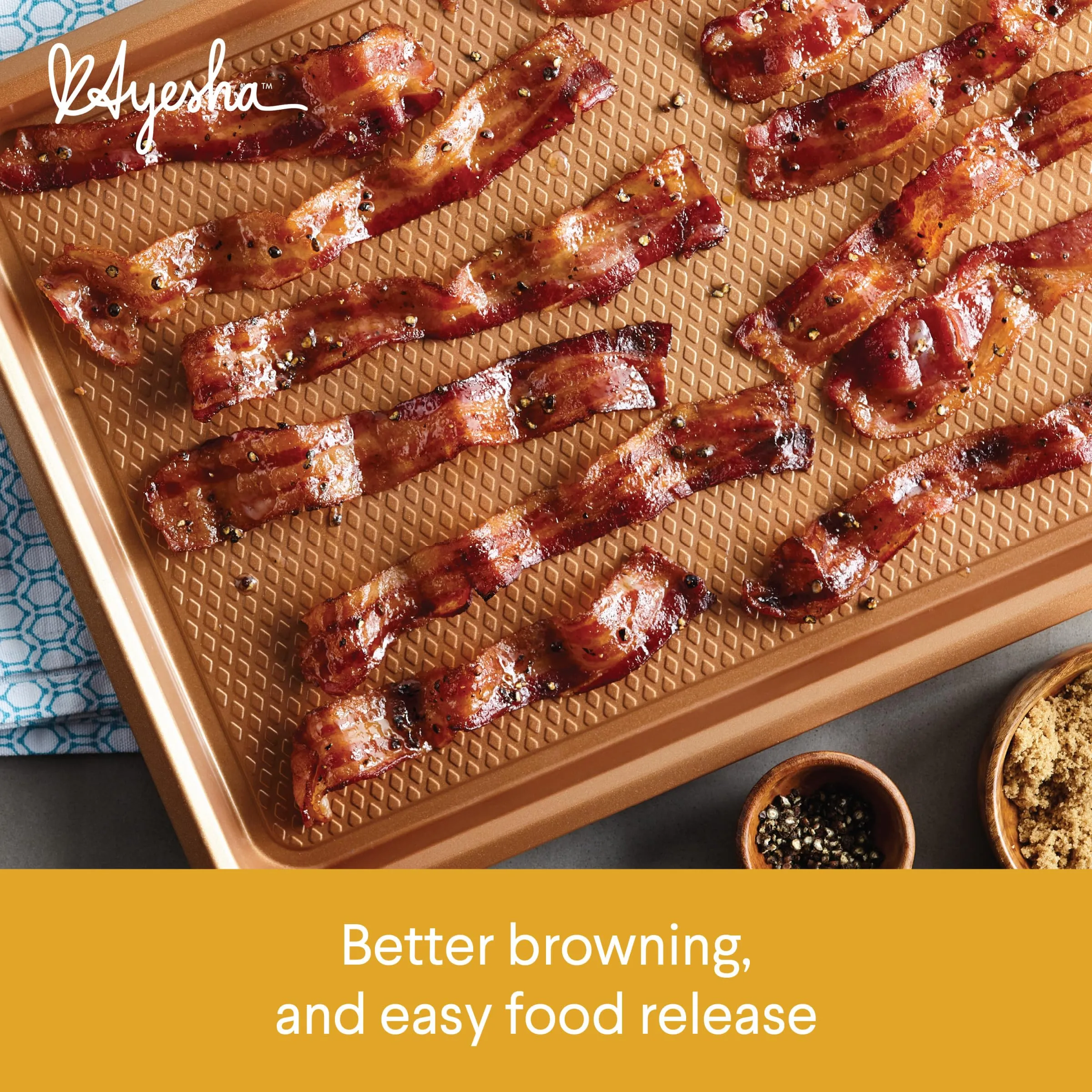 Ayesha Curry Kitchenware Bakeware Nonstick Baking Cookie, Loaf, Cake Pan Set, 7-Piece, Copper