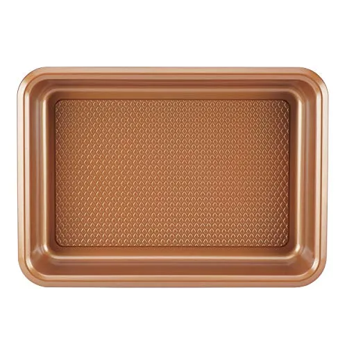 Ayesha Curry Nonstick Bakeware Nonstick Baking Pan With Lid / Nonstick Cake Pan With Lid, Rectangle - 9 Inch x 13 Inch, Brown, Copper